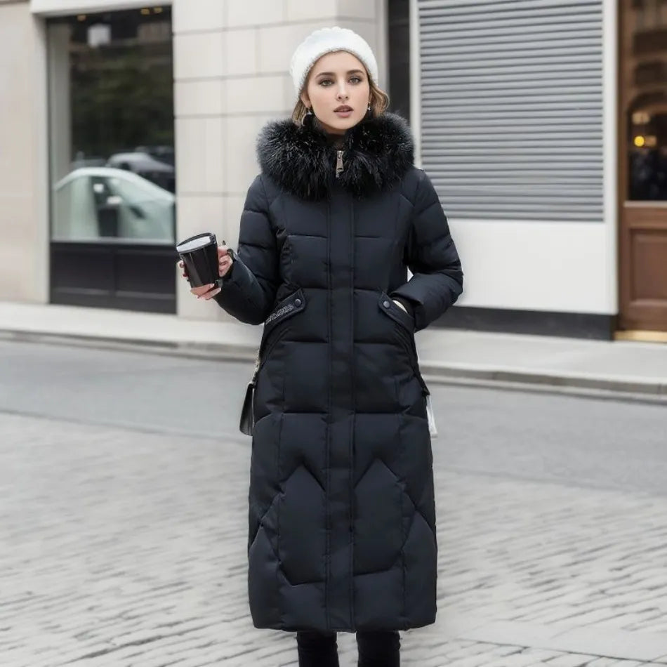 Katarina - Women's Long Fur Trim Coat