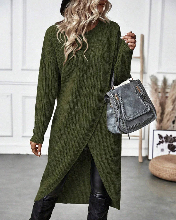 Mabel - Women's Long Tunic Knit Sweater