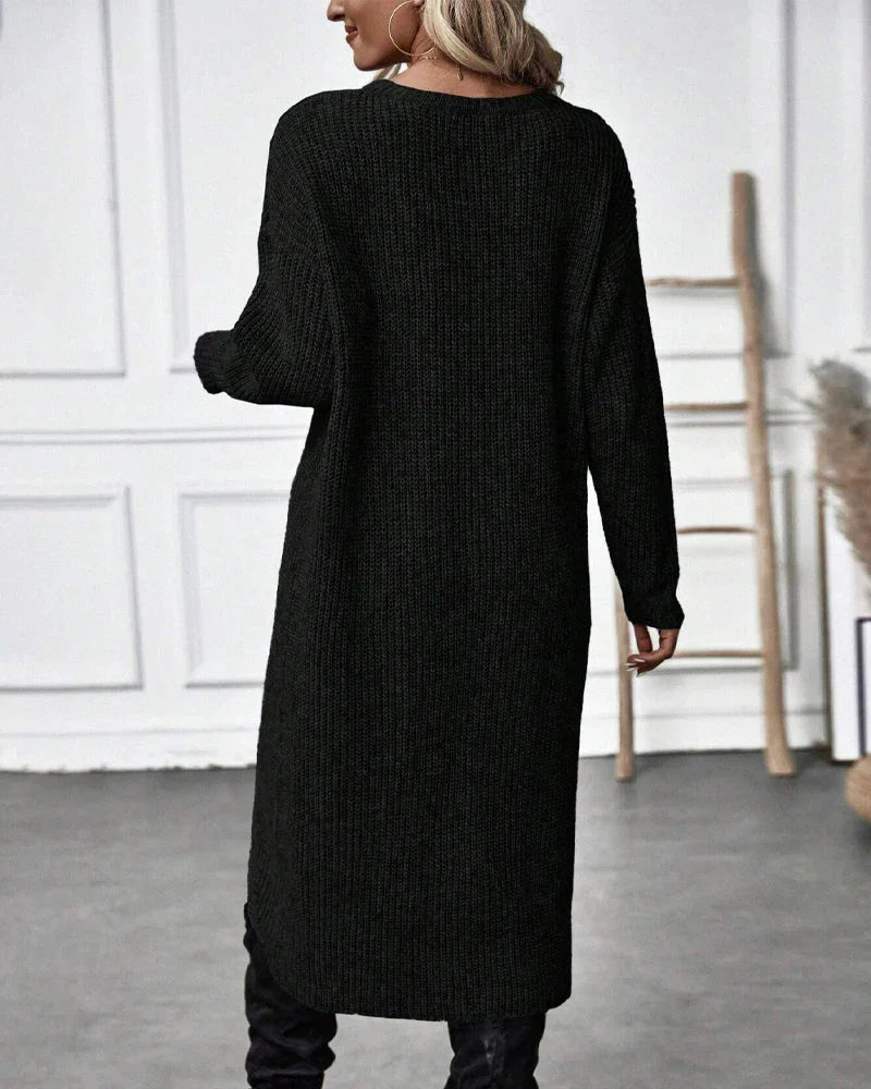 Mabel - Women's Long Tunic Knit Sweater