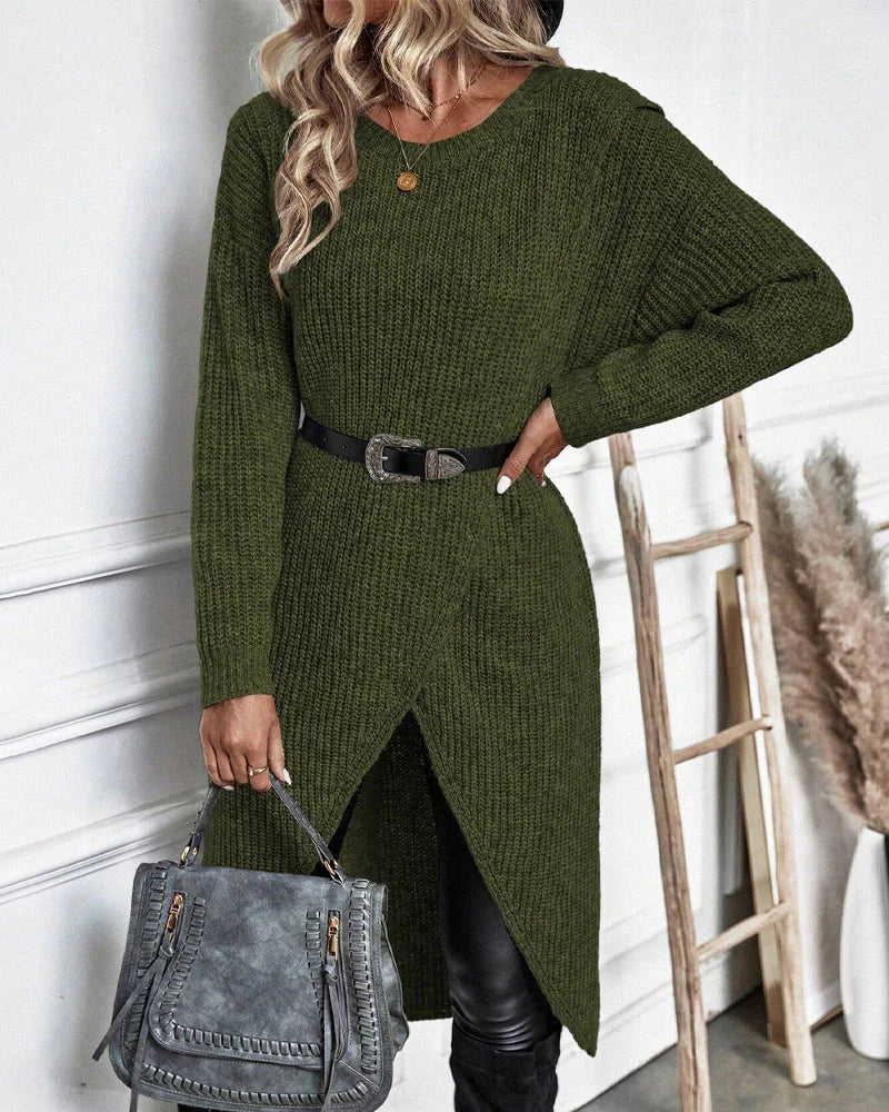 Mabel - Women's Long Tunic Knit Sweater