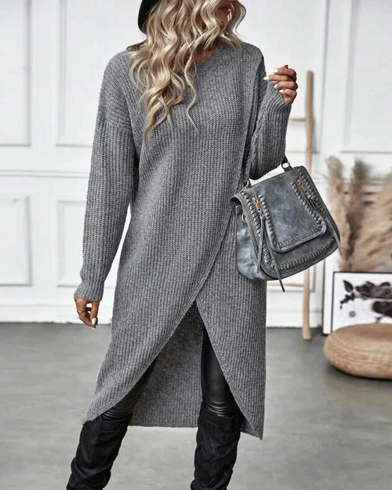 Mabel - Women's Long Tunic Knit Sweater