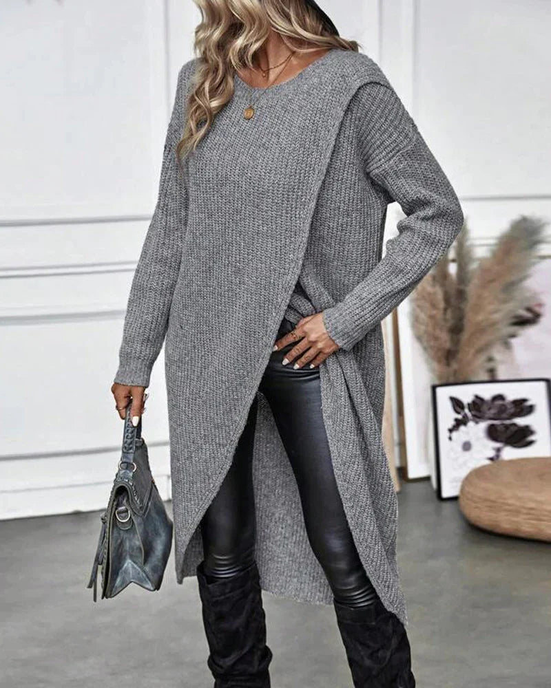 Mabel - Women's Long Tunic Knit Sweater