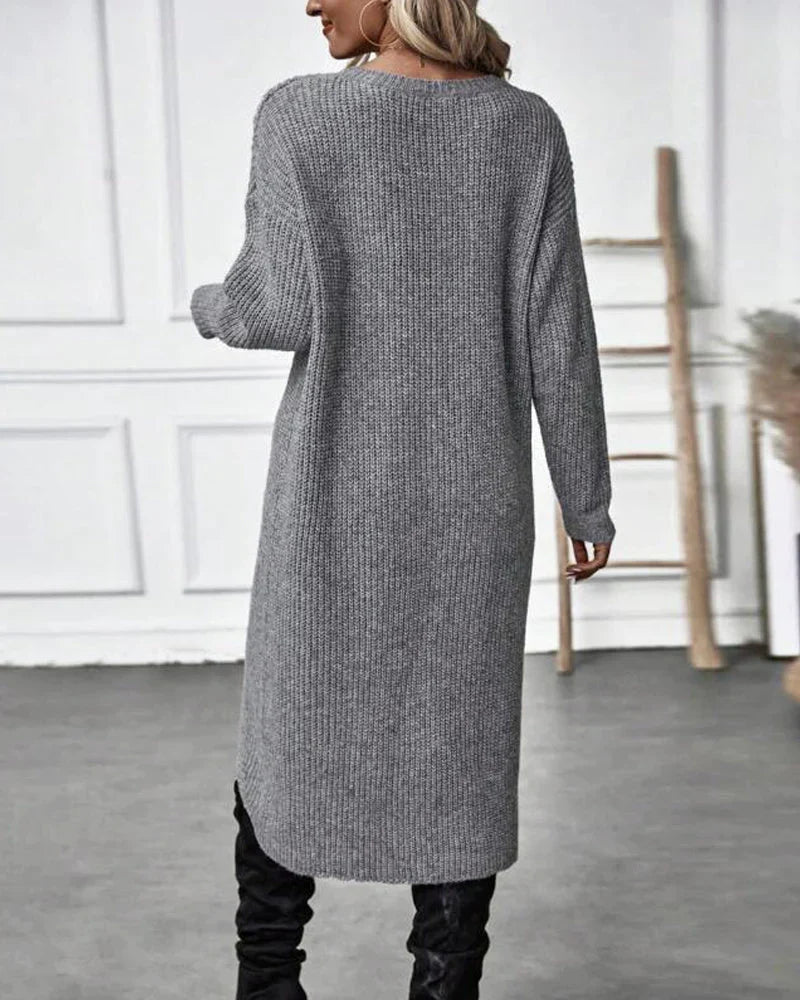 Mabel - Women's Long Tunic Knit Sweater
