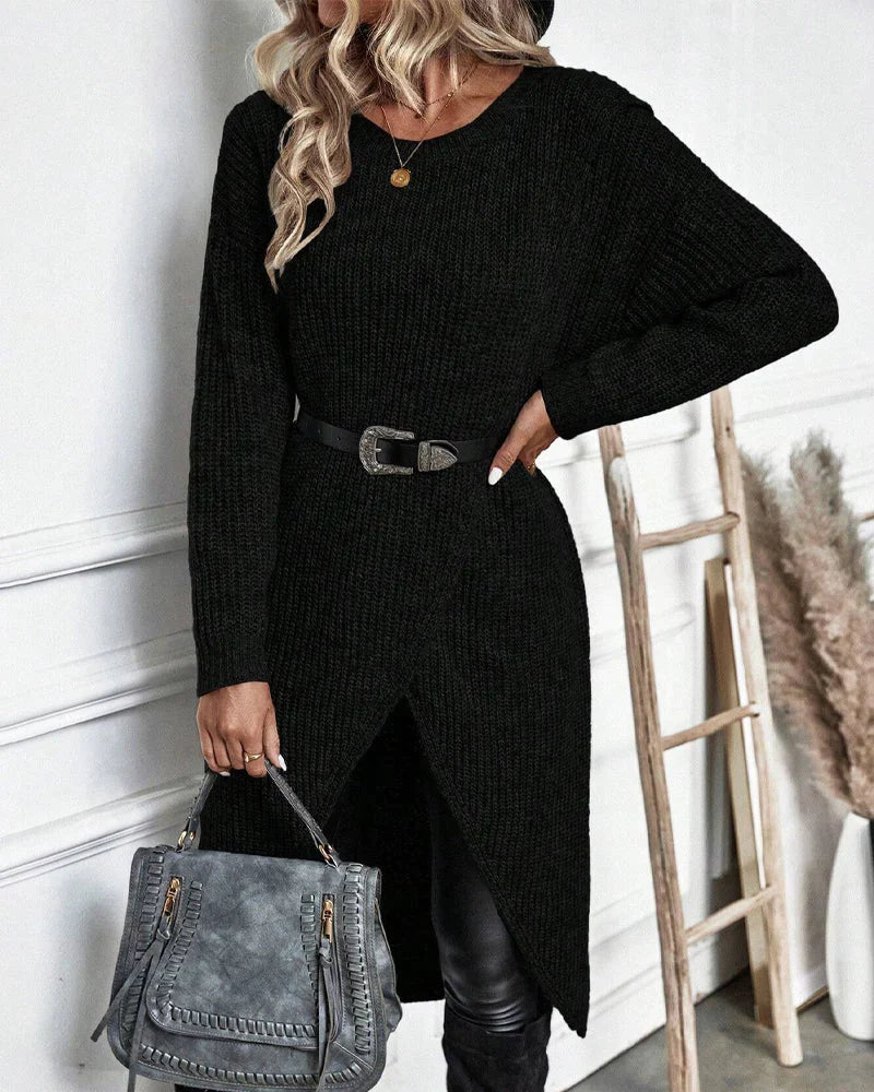 Mabel - Women's Long Tunic Knit Sweater