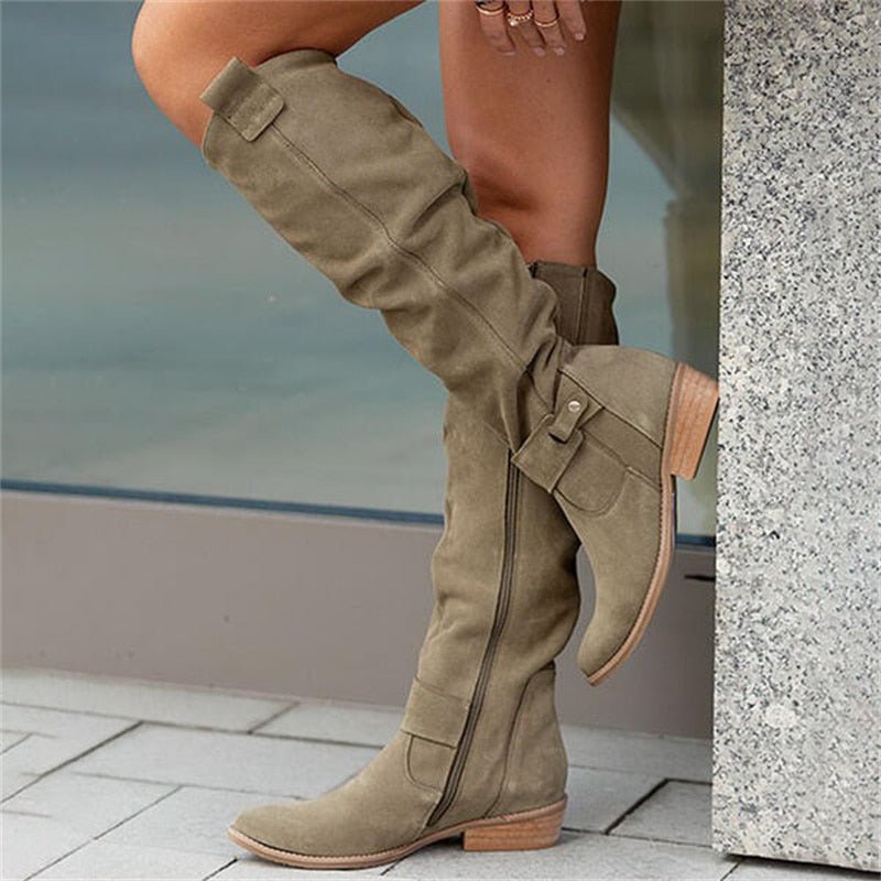 Margot - Women's Suede Slouch Knee High Boots