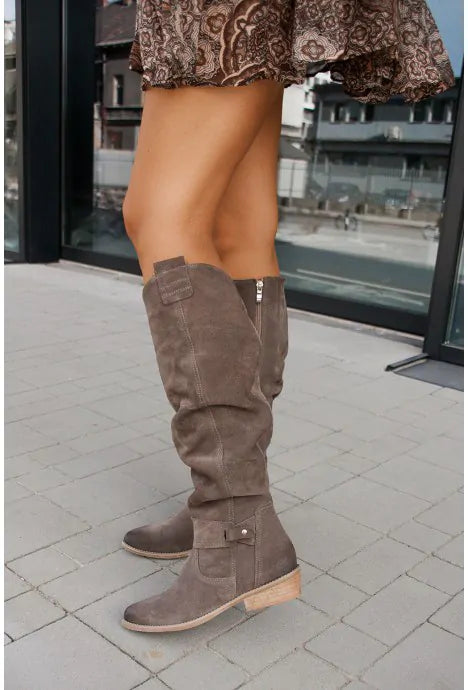 Margot - Women's Suede Slouch Knee High Boots