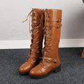 Marguerite - Women's Lace Up Combat Knee High Boots