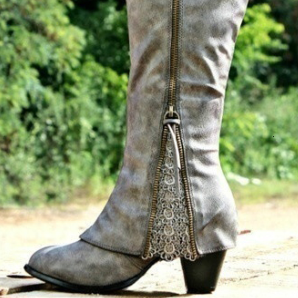 Mathilde - Women's Suede Heeled Knee High Boots