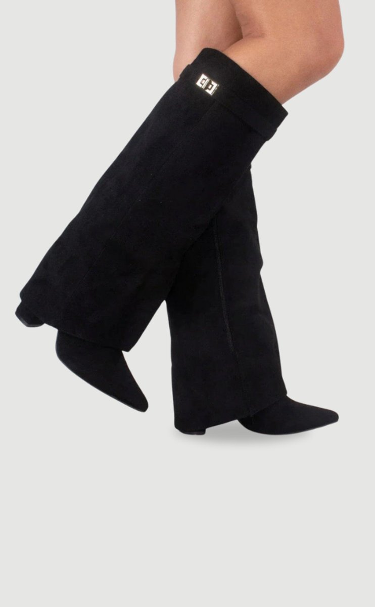 Melisande - Women's Suede Fold Over Knee High Boots