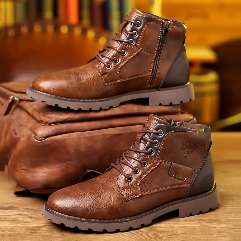 Milo - Men's Leather Zip Up Boots