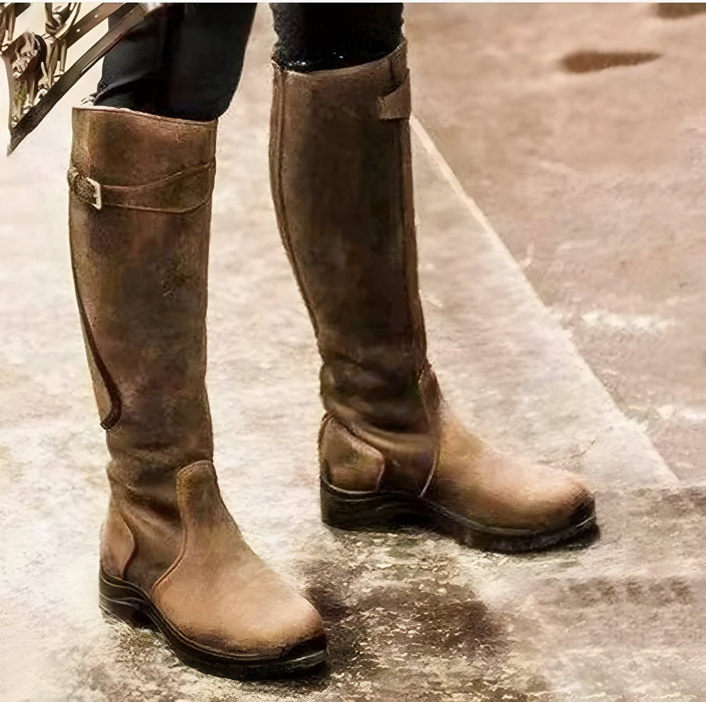 Mireille - Women's Leather Waterproof Knee High Boots