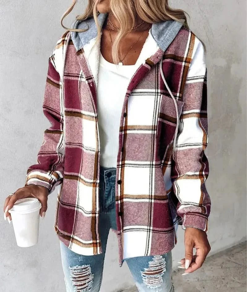 Pearl - Women's Plaid Hooded Coat