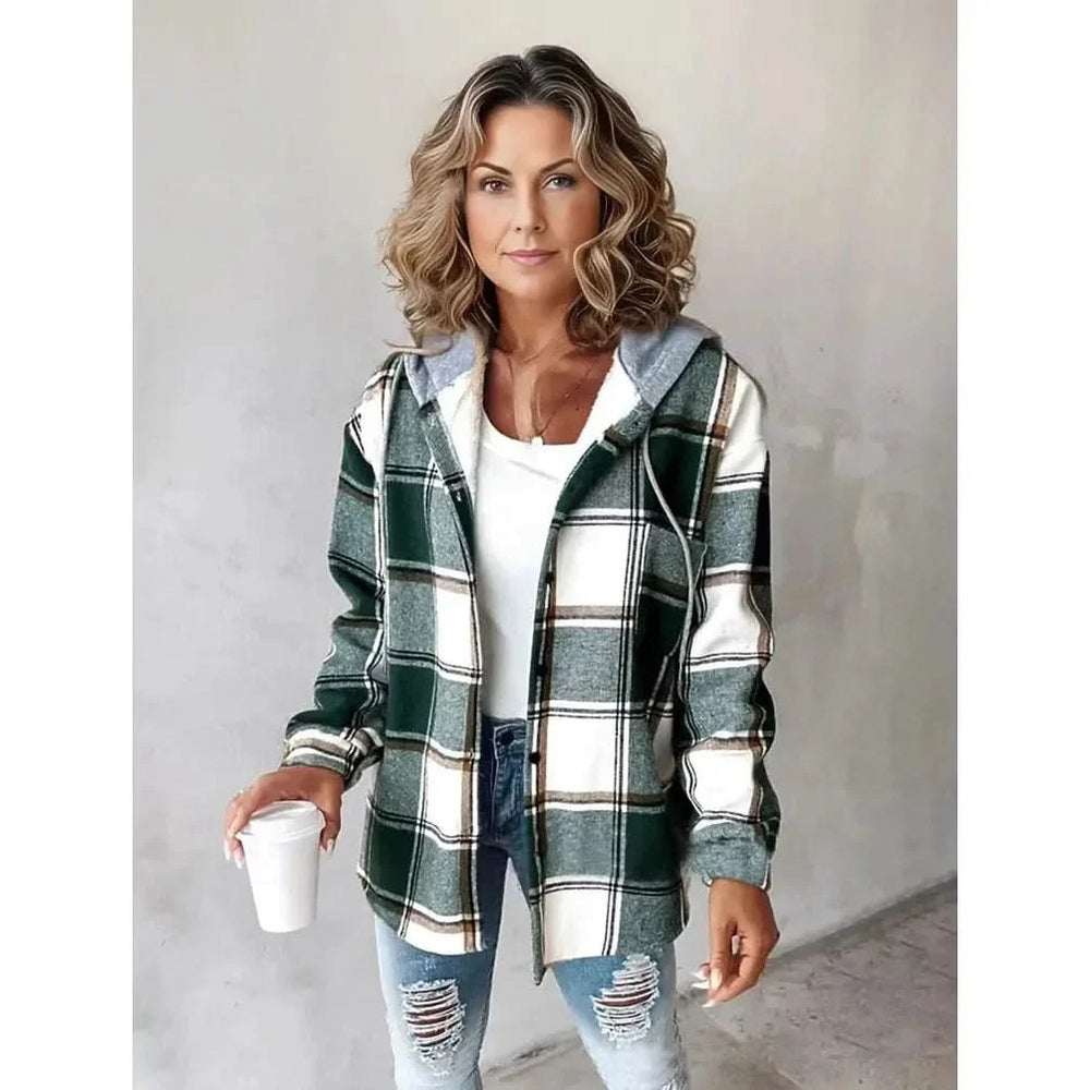 Pearl - Women's Plaid Hooded Coat
