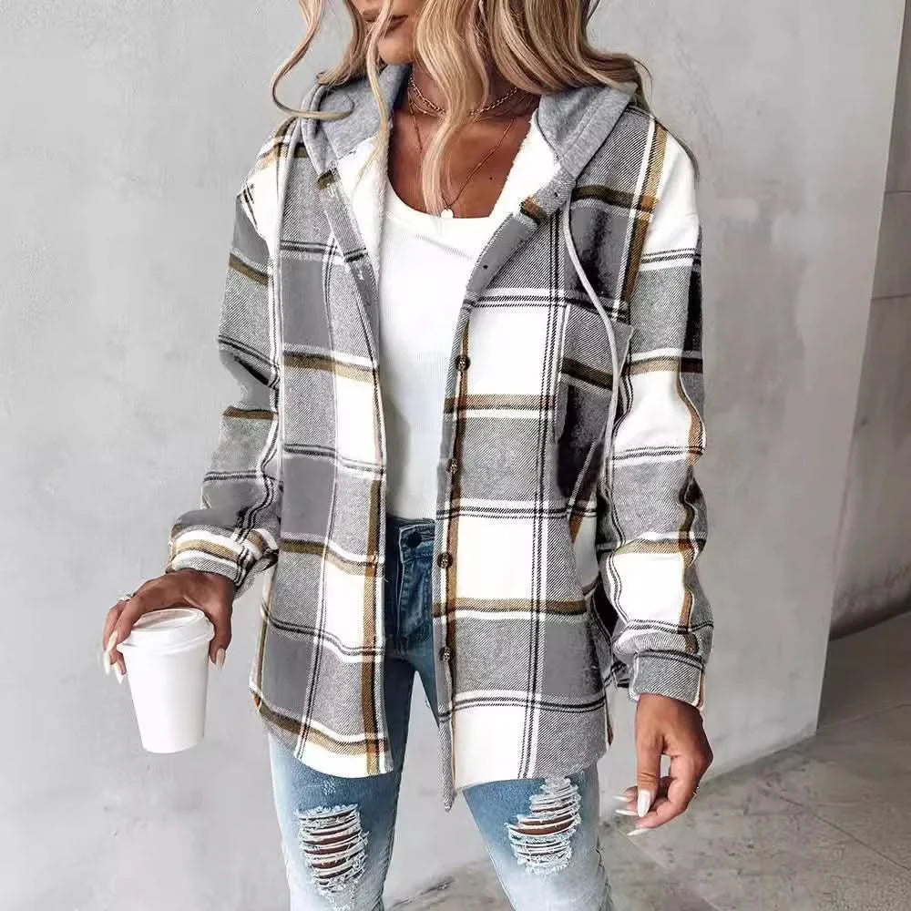Pearl - Women's Plaid Hooded Coat