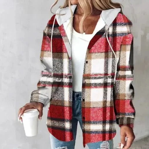 Pearl - Women's Plaid Hooded Coat