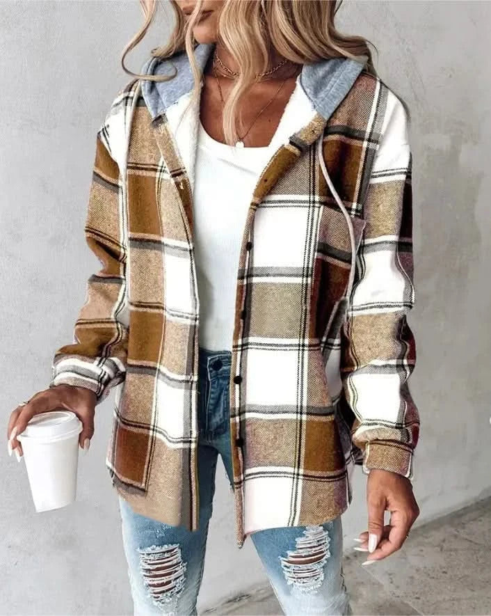 Pearl - Women's Plaid Hooded Coat