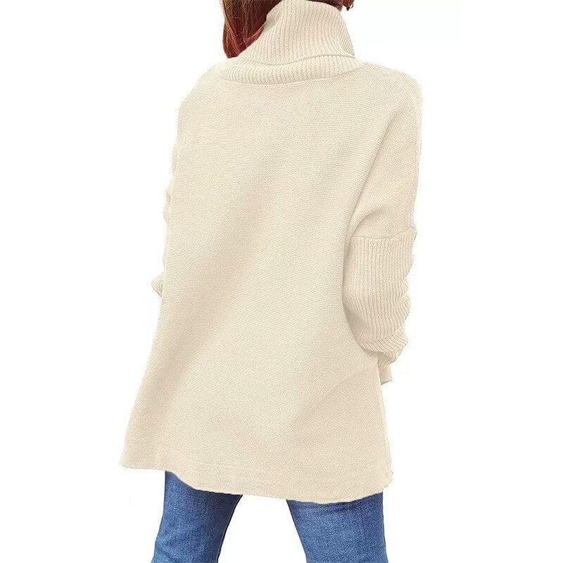 Rafaela - Women's Oversized Tunic Turtleneck Sweater