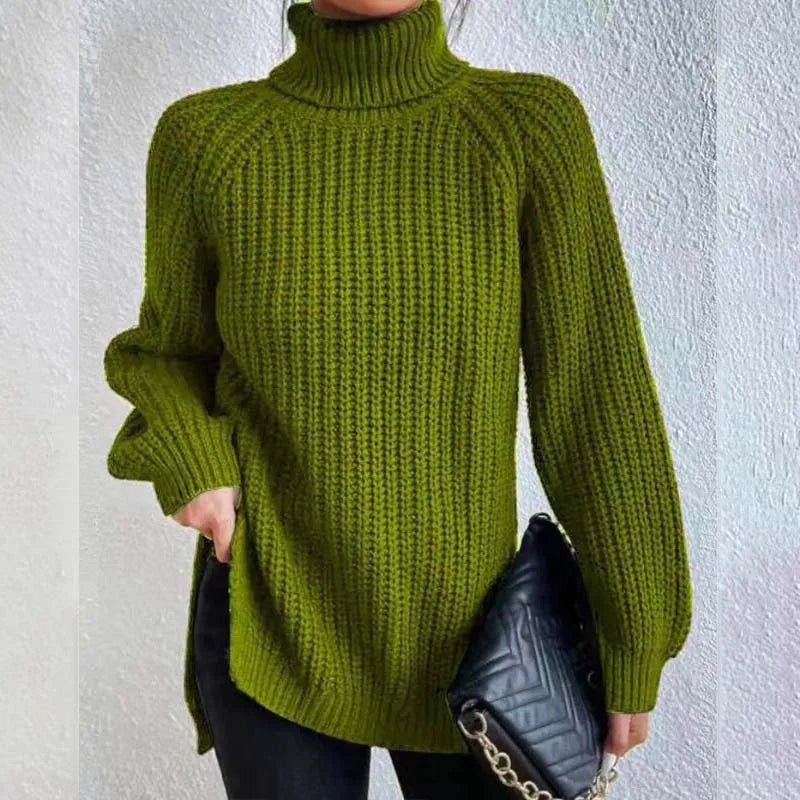 Regina - Women's Knit Ribbed Turtleneck Sweater