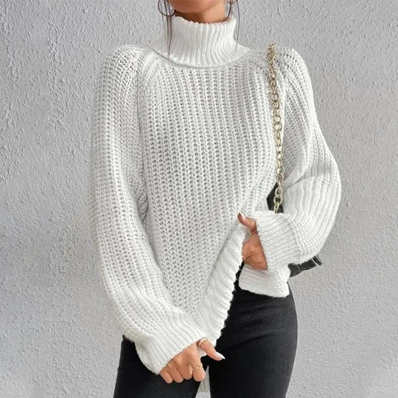 Regina - Women's Knit Ribbed Turtleneck Sweater
