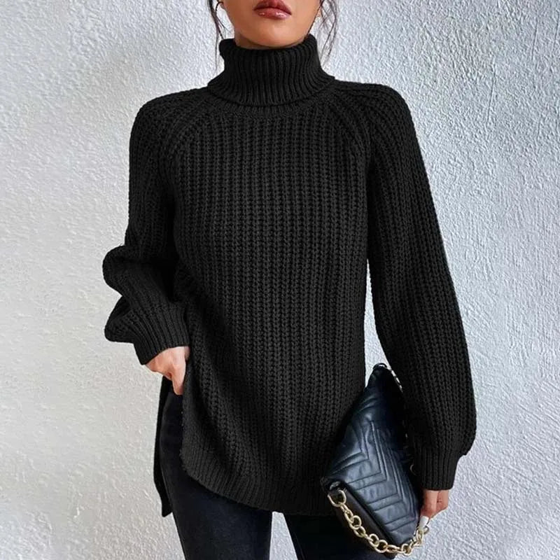 Regina - Women's Knit Ribbed Turtleneck Sweater