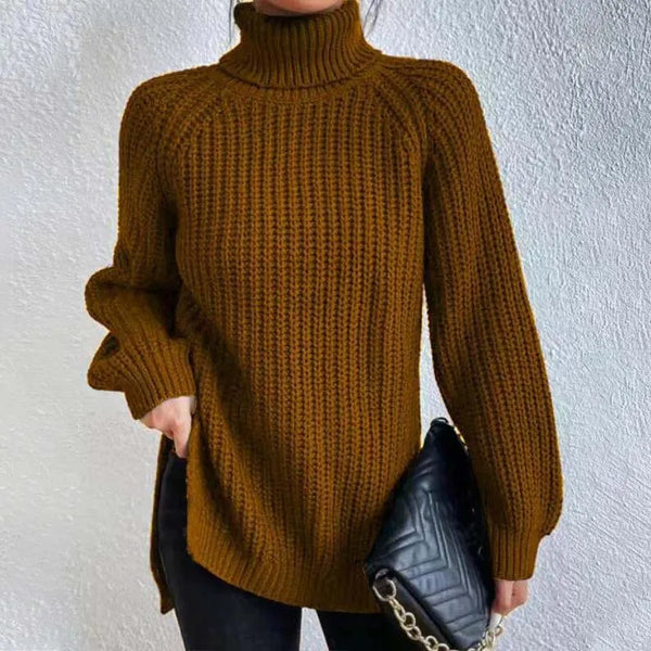 Regina - Women's Knit Ribbed Turtleneck Sweater