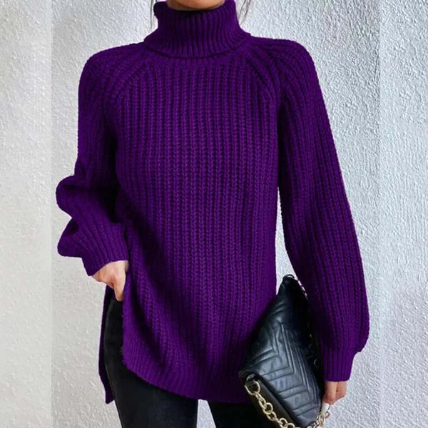 Regina - Women's Knit Ribbed Turtleneck Sweater