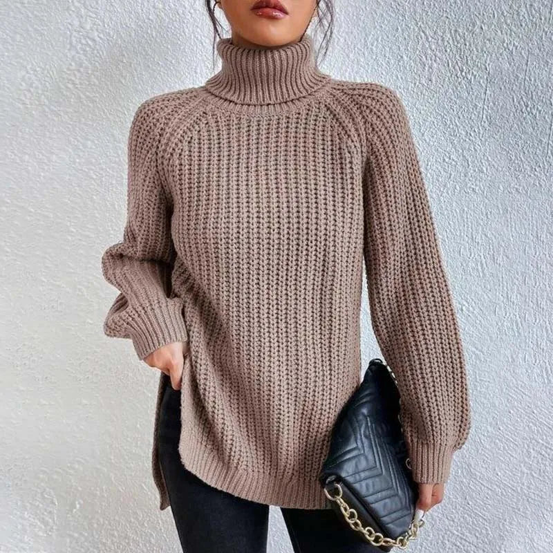 Regina - Women's Knit Ribbed Turtleneck Sweater