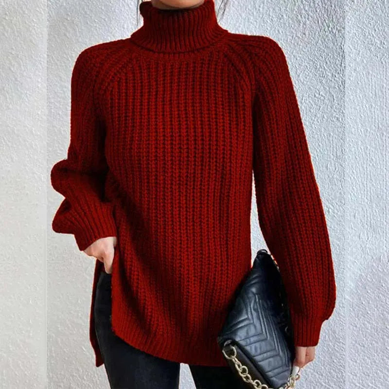 Regina - Women's Knit Ribbed Turtleneck Sweater