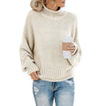 Rhoda - Women's Oversized Chunky Knit Turtleneck Sweater