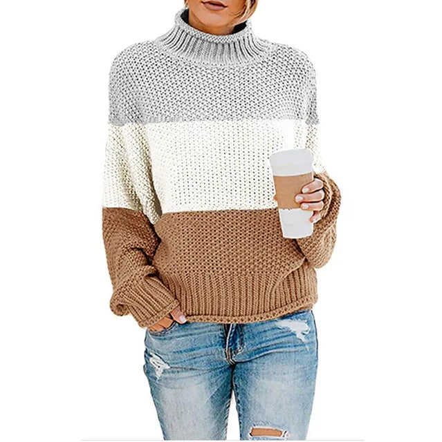 Rhoda - Women's Oversized Chunky Knit Turtleneck Sweater