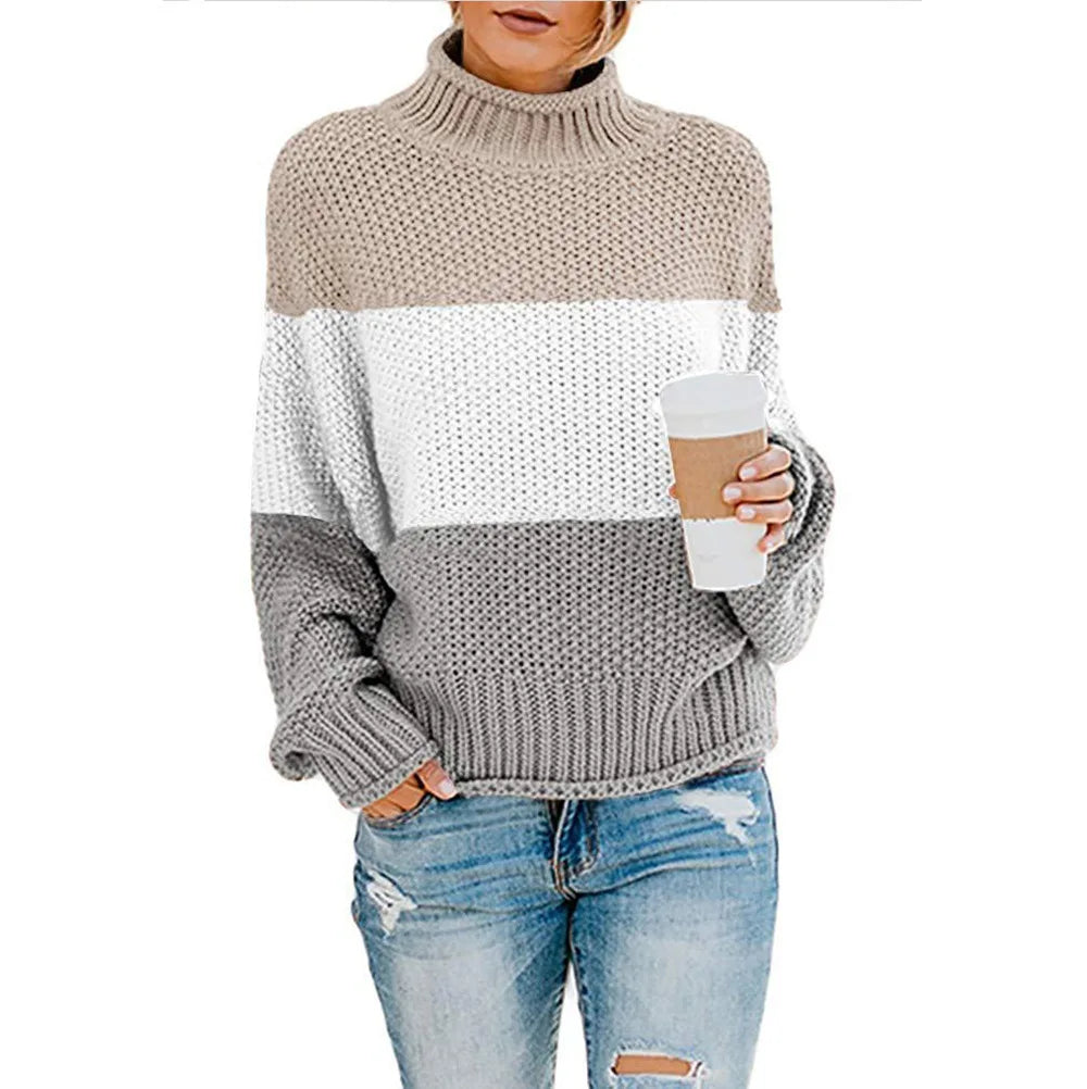 Rhoda - Women's Oversized Chunky Knit Turtleneck Sweater
