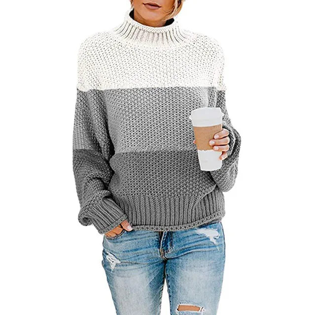 Rhoda - Women's Oversized Chunky Knit Turtleneck Sweater