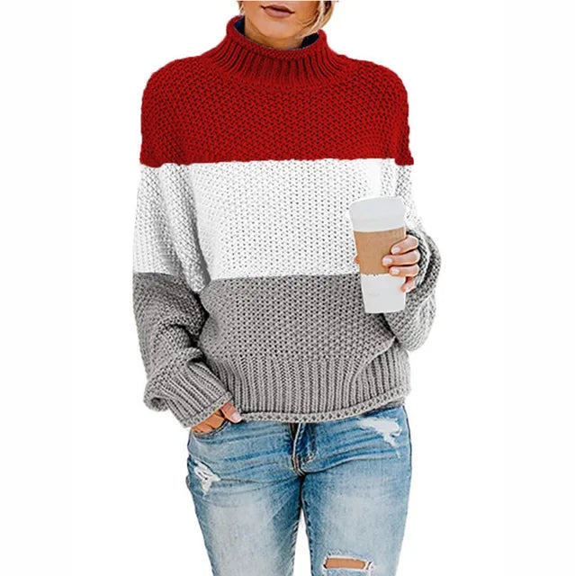 Rhoda - Women's Oversized Chunky Knit Turtleneck Sweater