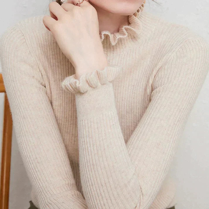 Roswitha - Women's Fitted Ribbed Turtleneck Sweater