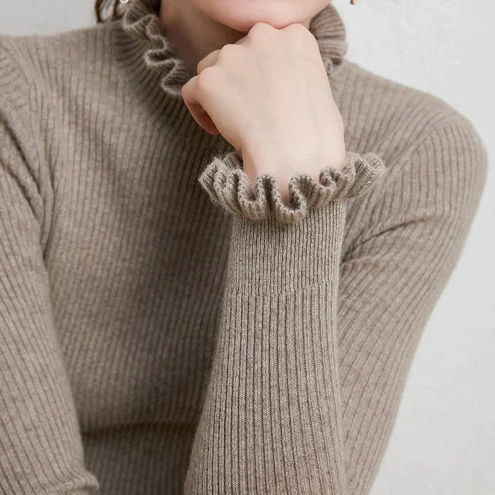 Roswitha - Women's Fitted Ribbed Turtleneck Sweater