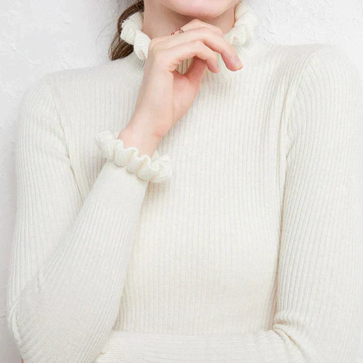 Roswitha - Women's Fitted Ribbed Turtleneck Sweater