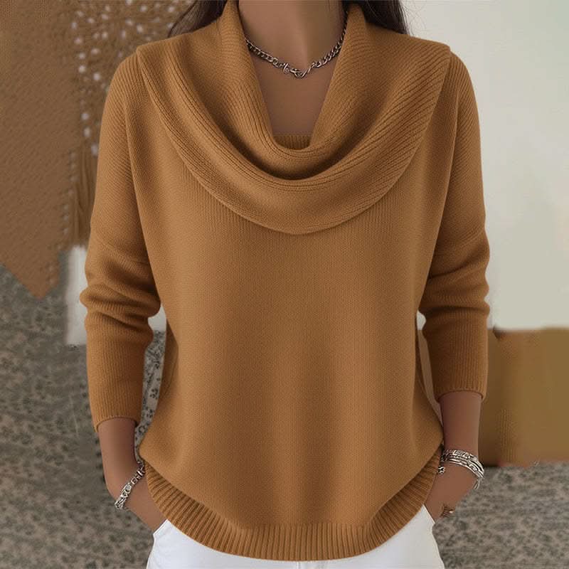 Rowena - Women's Knit Cowl Neck Turtleneck Sweater