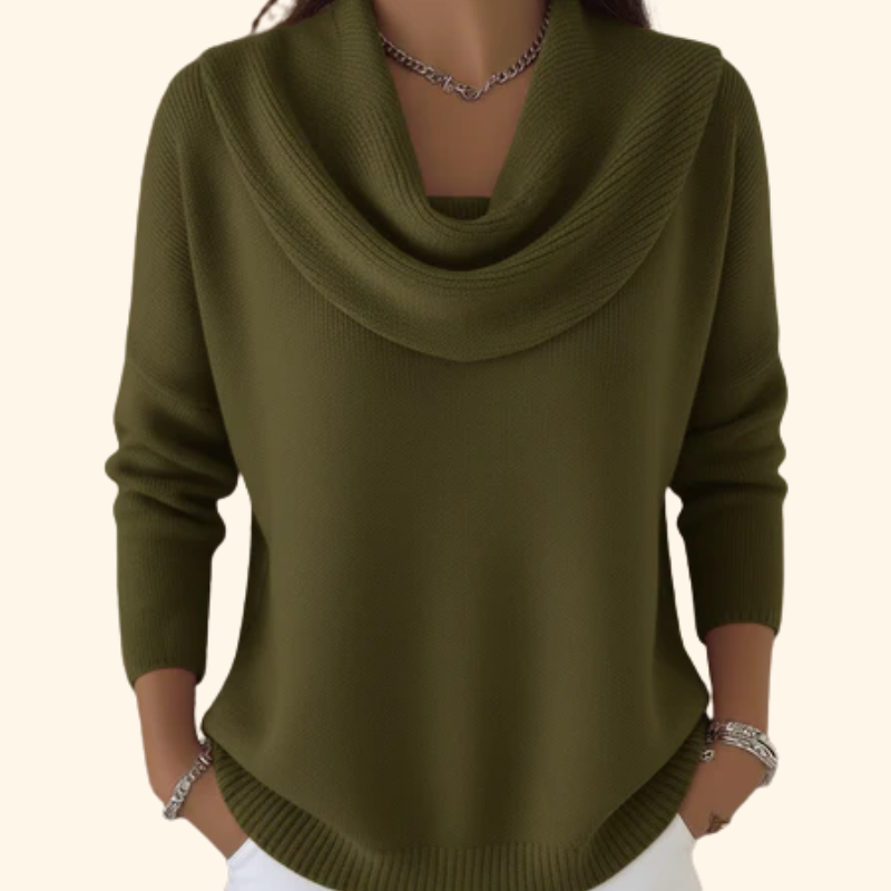 Rowena - Women's Knit Cowl Neck Turtleneck Sweater