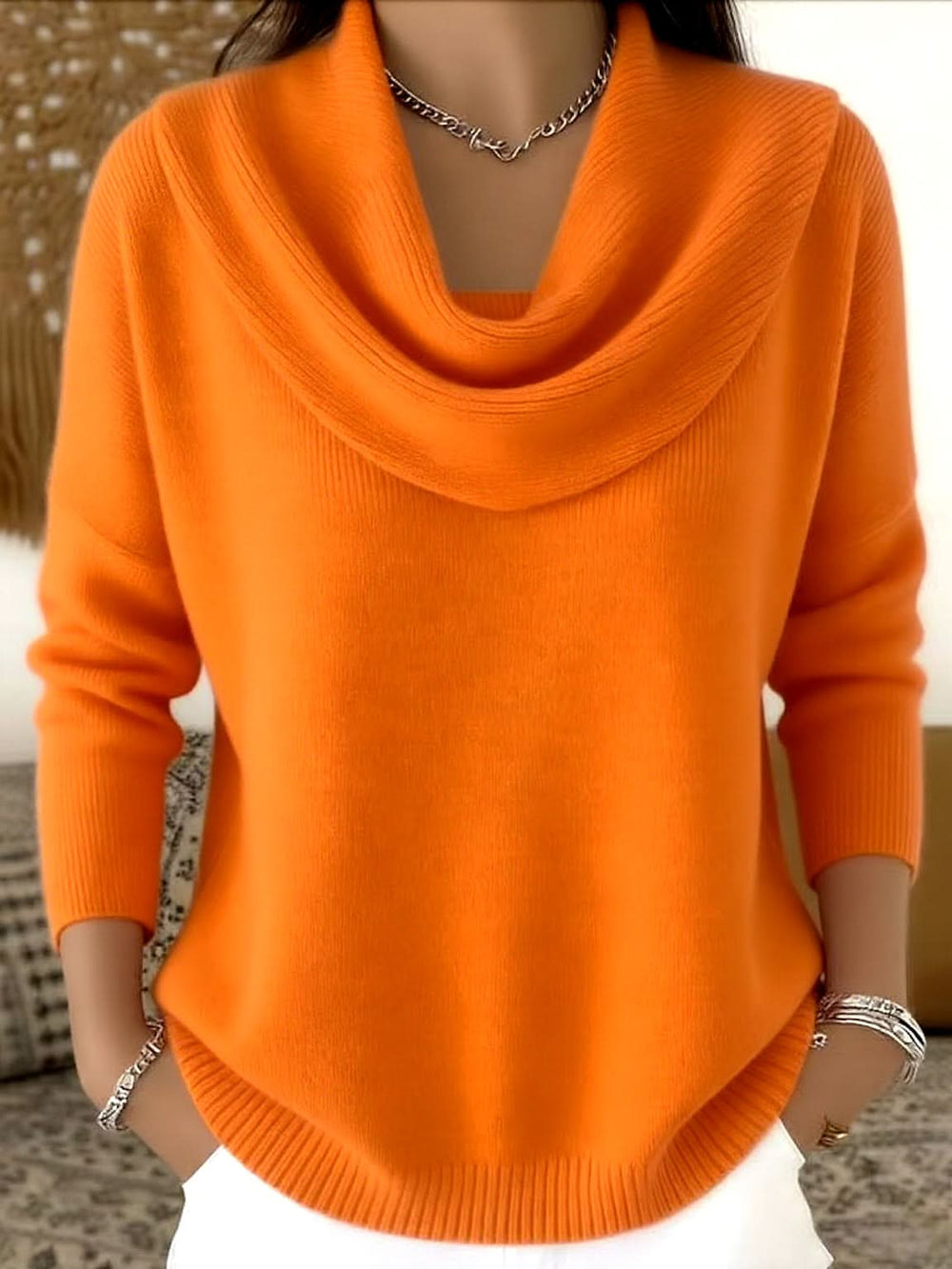 Rowena - Women's Knit Cowl Neck Turtleneck Sweater