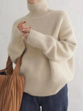 Roxanne - Women's Oversized Knit Turtleneck Sweater