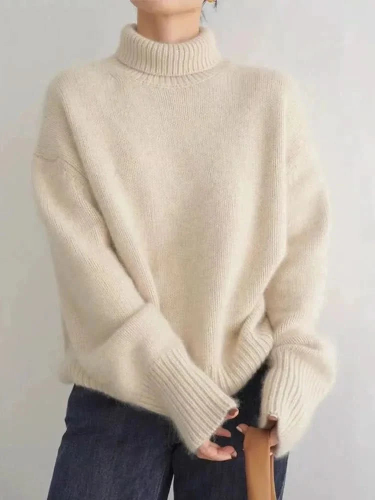 Roxanne - Women's Oversized Knit Turtleneck Sweater
