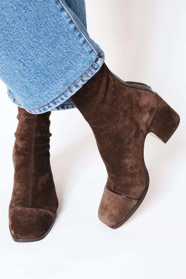 Saskia - Women's Heeled Square Toe Ankle Boots