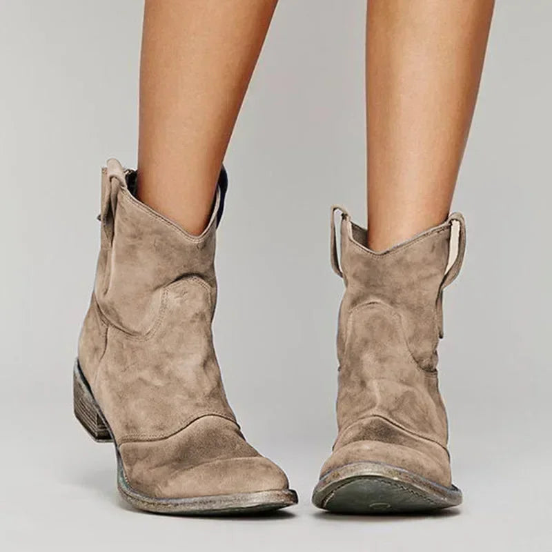 Selina - Women's Suede Western Ankle Boots