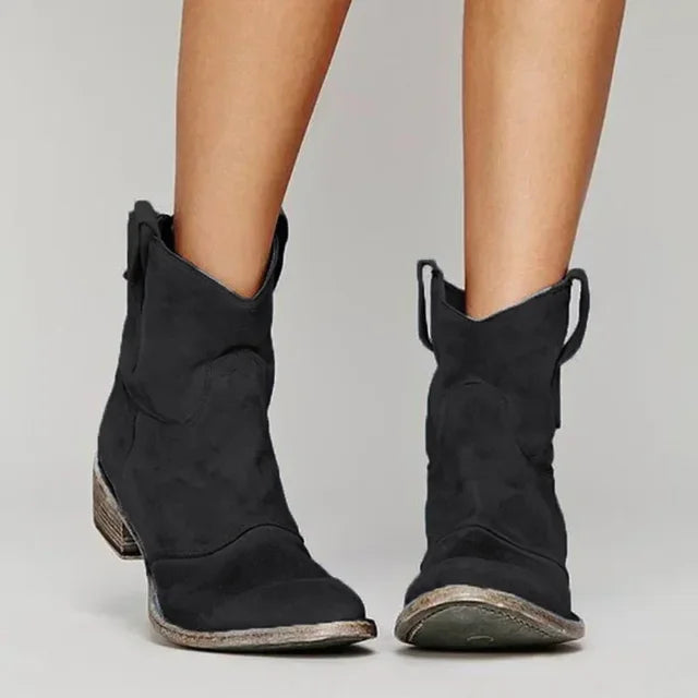 Selina - Women's Suede Western Ankle Boots