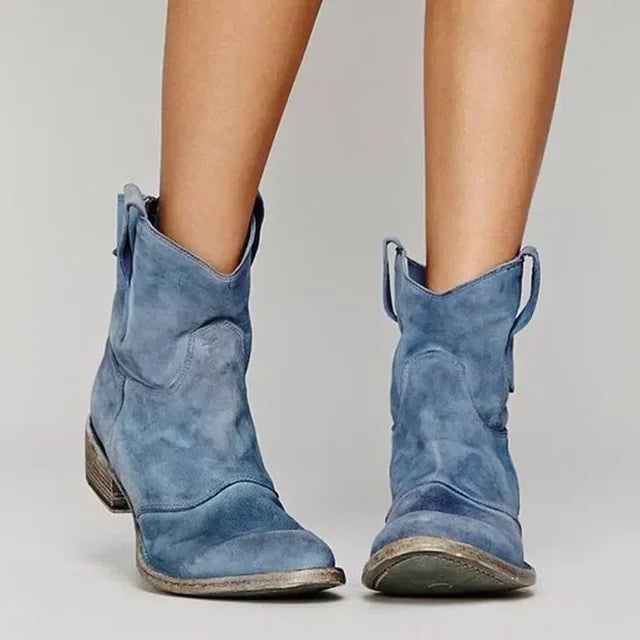 Selina - Women's Suede Western Ankle Boots