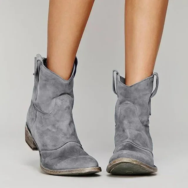 Selina - Women's Suede Western Ankle Boots