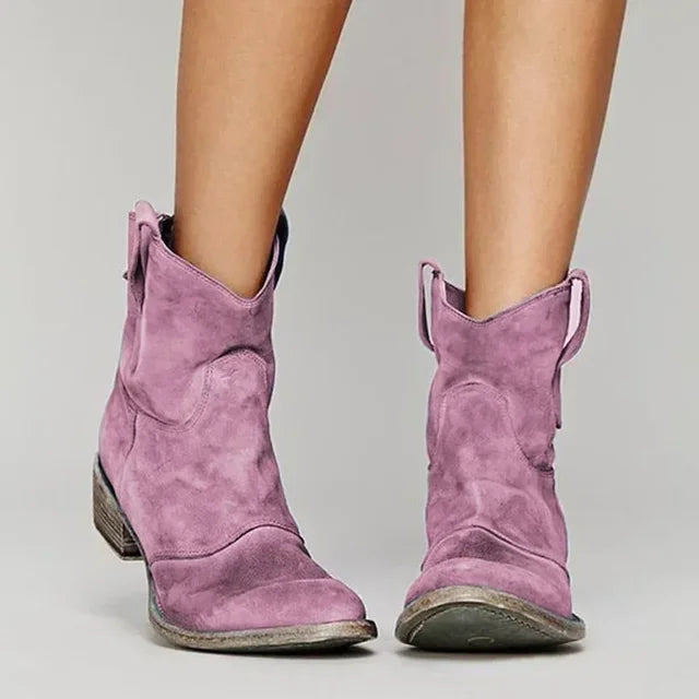 Selina - Women's Suede Western Ankle Boots