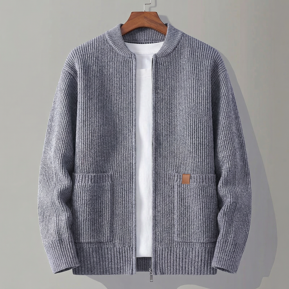 Sigmund - Men's Ribbed Zip Up Sweater