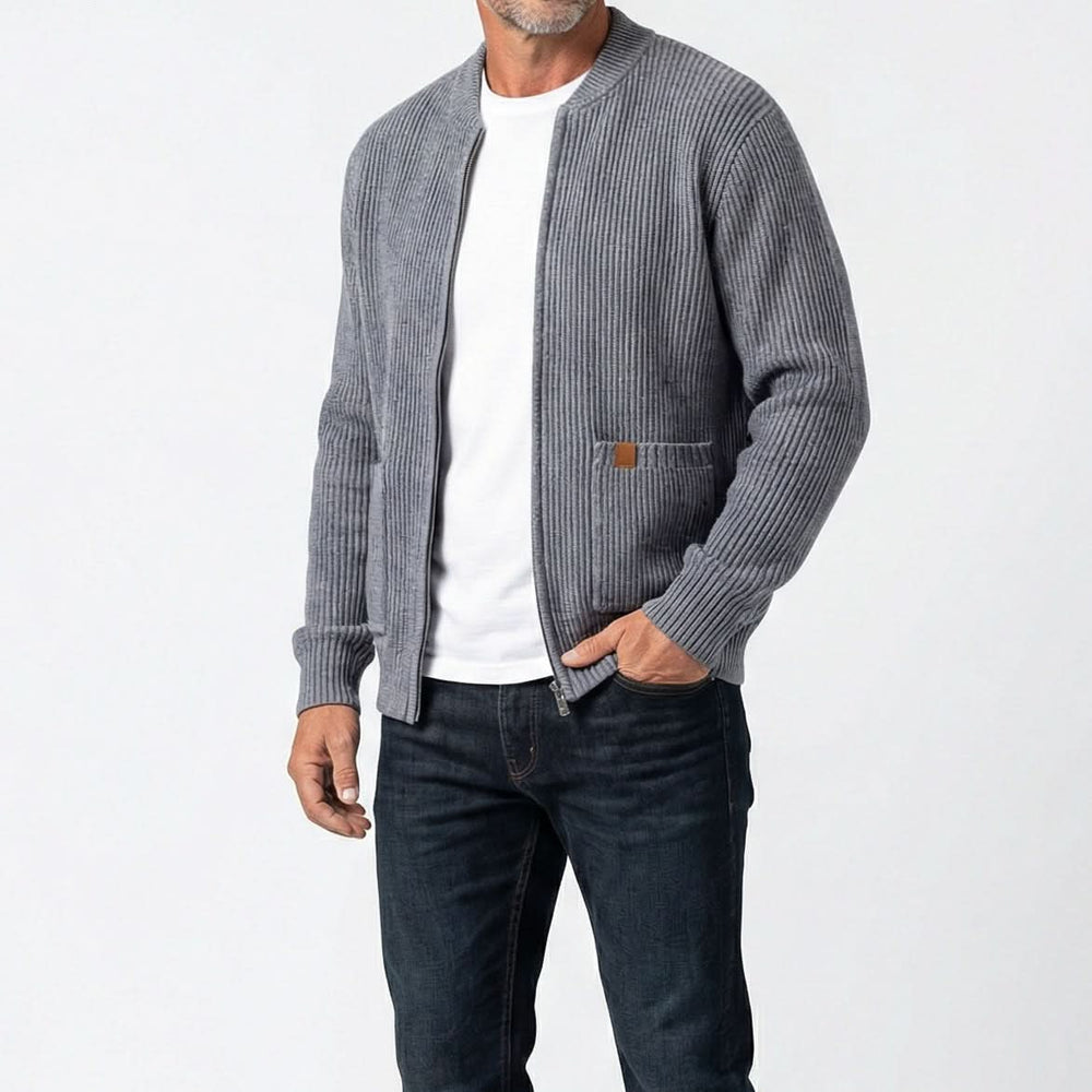 Sigmund - Men's Ribbed Zip Up Sweater