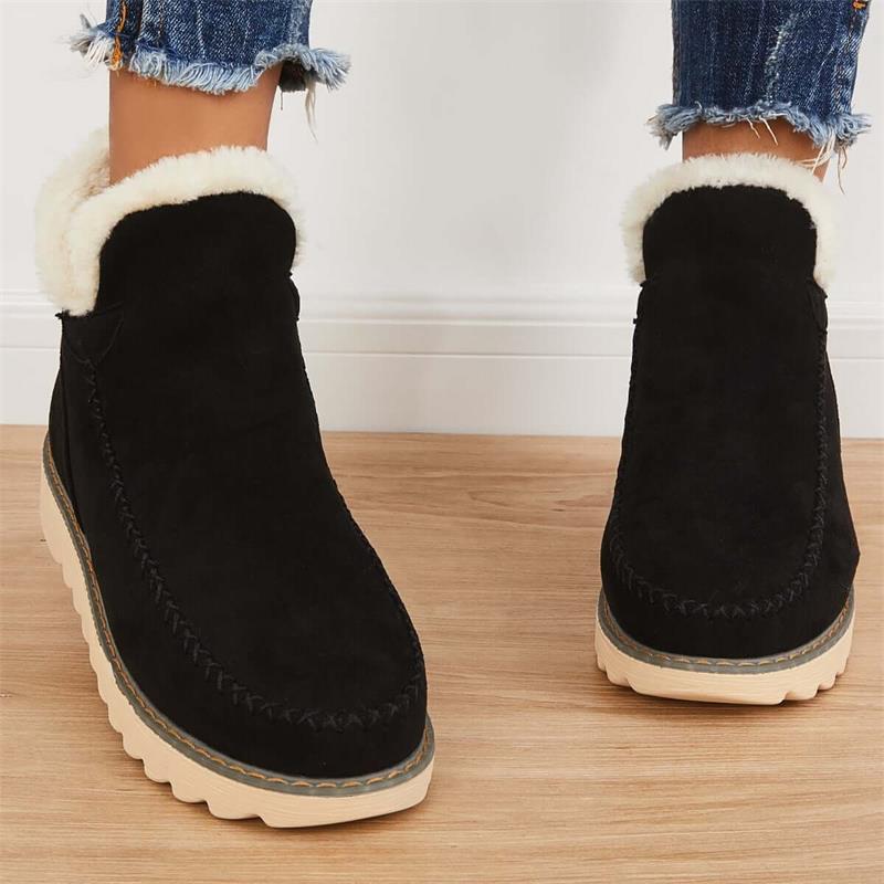 Solveig - Women's Fur Lined Slip On Winter Boots